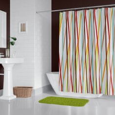 Priresa Zavesa za tuš STRIPE 180x200 cm | Vodoodporna tekstilna kopalniška zavesa s potiskom + 12 plastičnih obročev
