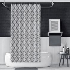 Priresa Zavesa za tuš MOROCCO 180x200 cm | Vodoodporna tekstilna kopalniška zavesa s potiskom + 12 plastičnih obročev