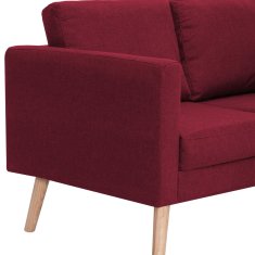 Vidaxl Kavč trosed iz blaga vinsko rdeč