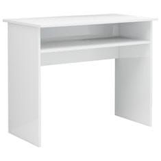Vidaxl Pisalna miza visok sijaj bela 90x50x74 cm iverna plošča