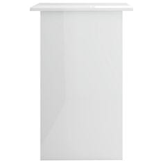 Vidaxl Pisalna miza visok sijaj bela 90x50x74 cm iverna plošča