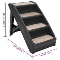 Vidaxl Zložljive stopnice za pse črne 62x40x49,5 cm