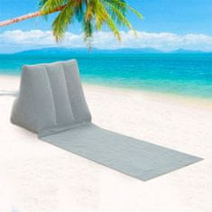 Netscroll Napihljiva podloga za plažo, blazina za plažo, sončenje z vzglavnikom, PVC naslonjalo, vodoodporna in prenosna za plažo, kampiranje ali potovanja, siva barva, BeachSofa