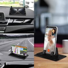 Netscroll Univerzalni avto nosilec za pametni telefon, silikonsko nedrseče držalo za armaturno ploščo, 5 lepilnih točk, za iPhone, Samsung, Huawei, Garmin, tudi za ukrivljene površine, CellphoneMat