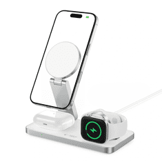 Tech-protect A47 MagSafe brezžični polnilnik na mobitel / AirPods / Apple Watch 15W, bela