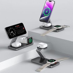 Tech-protect A47 MagSafe brezžični polnilnik na mobitel / AirPods / Apple Watch 15W, črna