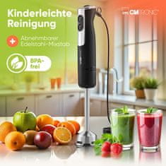 Clatronic SM 3825 črni potopni mešalnik iz nerjavečega jekla 800W