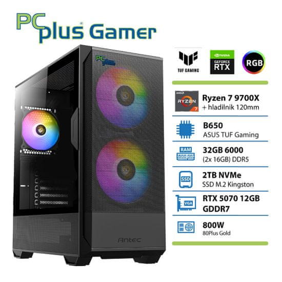 PCplus Gamer Ryzen 7 9700X 32GB 2TB SSD RTX 5070 12GB gaming namizni računalnik