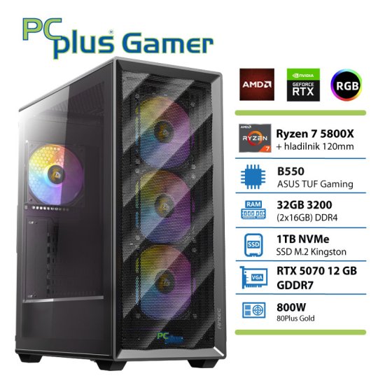PCplus Gamer Ryzen 7 5800X 32GB 1TB SSD RTX 5070 12GB gaming namizni računalnik