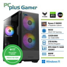 PCplus Gamer Ryzen 5 9600X 32GB 2TB SSD RTX 5060Ti 16GB Windows 11 Home + Xbox GP gaming namizni računalnik