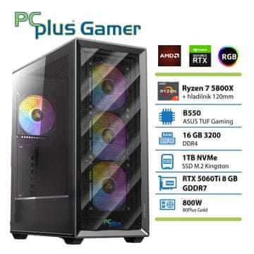 PCplus Gamer Ryzen 7 5800X 16GB 1TB SSD RTX 5060Ti 8GB gaming namizni računalnik