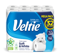 VemoHerb toaletni papir SOFT WHITE MULTIPACK 32/1 ,3-sl.,150 listov,100% celuloza, 3x32 rol