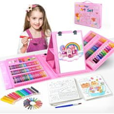 JOJOY® 208-delni umetniški komplet s prenosnim stojalom | ARTIMASTER Roza
