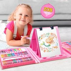 JOJOY® 208-delni umetniški komplet s prenosnim stojalom | ARTIMASTER Roza