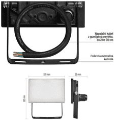 Emos Tambo reflektor, 10 W, 1000 lm, IP65, črna (ZS2512)
