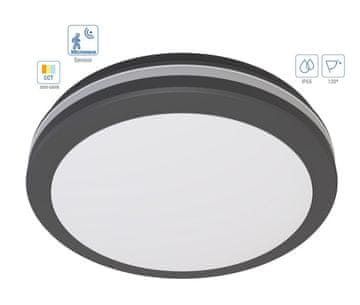 Optonica LED plafonjera 30W 3CCT 3000lm IP65 s senzorjem črna