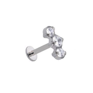 shumee Titan srebrni labret - beli cirkoni - TGW-087 1,2/8