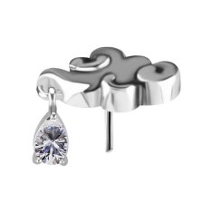 shumee Potisni pokrovček - oblak z belim cirkonom - CoCr NF - srebrn - PI-009