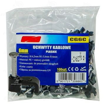shumee Držalo za ploščati kabel črno 5,6/6 100 kosov CG6C