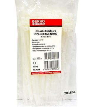 shumee Bela kabelska vezica OPK 160/4,8, pakiranje 100 kosov ERKO