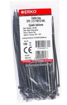 shumee Črna kabelska vezica OPK 150/2,5 C 100 kosov ERKO