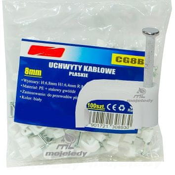 shumee Držalo za ploščati kabel belo 6.4/8 100 kosov CG8B