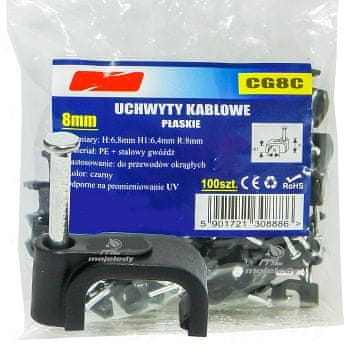 shumee Držalo za ploščati kabel črno 6.4/8 100 kosov CG8C
