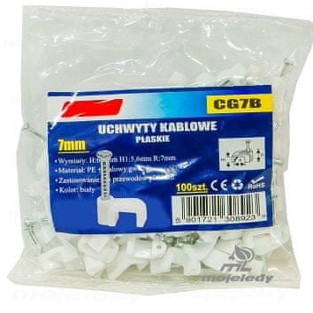 shumee Držalo za ploščati kabel belo 5,6/7 100 kosov CG7B