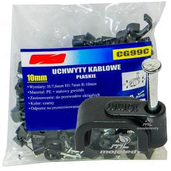 shumee Držalo za ploščati kabel črno 10/7 100 kosov CG99C