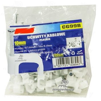 shumee Držalo za ploščati kabel belo 10/7 100 kosov CG99B