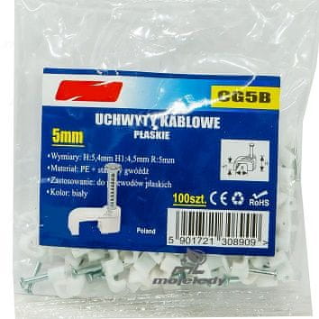 shumee Držalo za ploščati kabel, belo 4,5/5 100 kosov CG5B