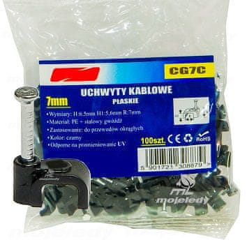 shumee Držalo za ploščati kabel črno 5,6/7 100 kosov CG7C