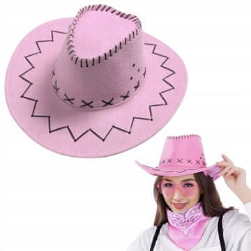Korbi Ženski kavbojski klobuk iz velurja v western stilu – roza, velikost 56-58 cm