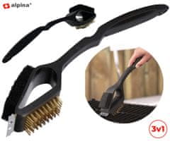 Alpina BBQ 3v1 krtača za žar, 38 cm, črna