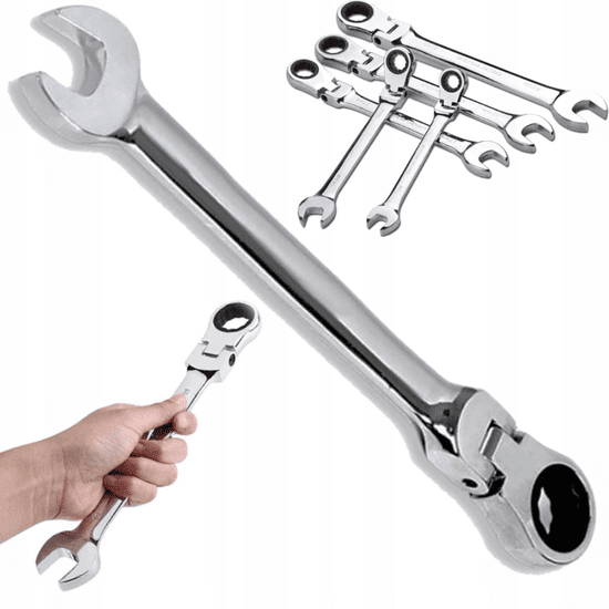 Korbi Kombinirani raglja ključ z gibljivim koncem, 13 mm – robusten, jeklen