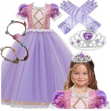 shumee Kostum Rapunzel, zapletena obleka, kostum princese 134/140