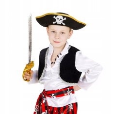 Korbi Piratski klobuk s lobanjo, zložljiv trikon, črn, za karneval