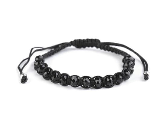 Zapestnica shamballa z brušenimi kroglicami - črna