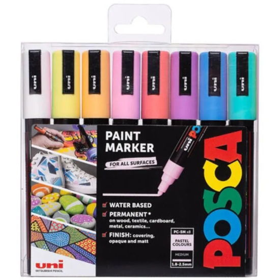 UNI Marker Uni PC-5M POSCA, set 8/1, Pastel