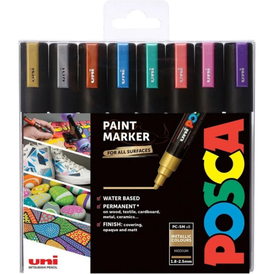 UNI Marker Uni PC-5M POSCA, set 8/1 METALLIC
