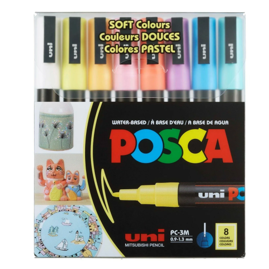 UNI Marker Uni PC-3M POSCA, set 8/1 Pastel
