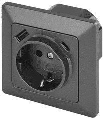 Emos vtičnica z USB-A+USB-C, antracit (A6000.7)