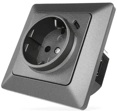 Emos vtičnica z USB-A+USB-C, antracit (A6000.7)