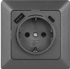 Emos vtičnica z USB-A+USB-C, antracit (A6000.7)