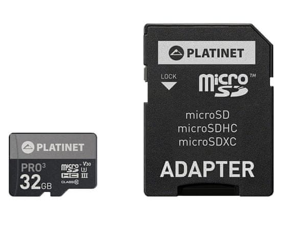 Platinet PLATINET PMMSD32UIII microSD kartica, 32GB, 90MB/s, class10, UHS-III, +adapter