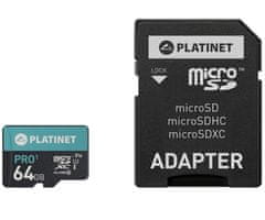 Platinet PLATINET PMMSDX64UI microSD kartica, 64GB, 70MB/s, class10, UHS-I, +adapter