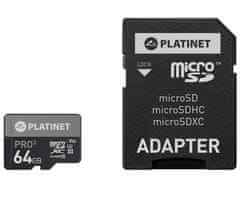 Platinet PLATINET PMMSDX64UIII microSD kartica, 64GB, 90MB/s, class10, UHS-I, +adapter