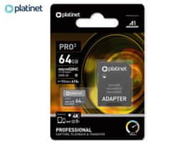 Platinet PLATINET PMMSDX64UIII microSD kartica, 64GB, 90MB/s, class10, UHS-I, +adapter