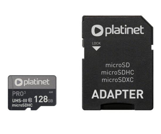 Platinet PLATINET PMMSDX128UIII microSD kartica, 128GB, 90MB/s, class10, UHS-I, +adapter
