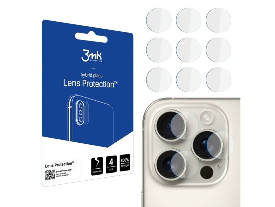 3MK Steklo za objektiv fotoaparata za Apple iPhone 16 Pro, izjemno tanko - 3mk Lens Protection